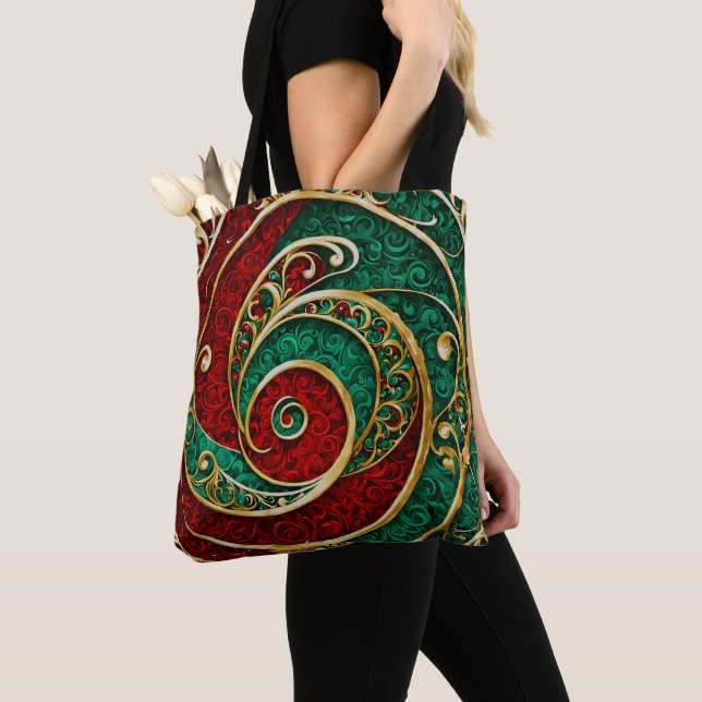 Red Gold Green Weihnachtsfeiertag Totbeutel Tasche (Von Nahem)