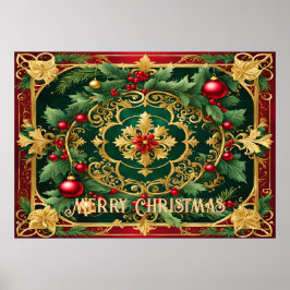 Red Gold Green Weihnachtskalender Poster