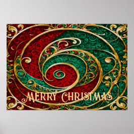 Red Gold Green Weihnachtskalender Poster