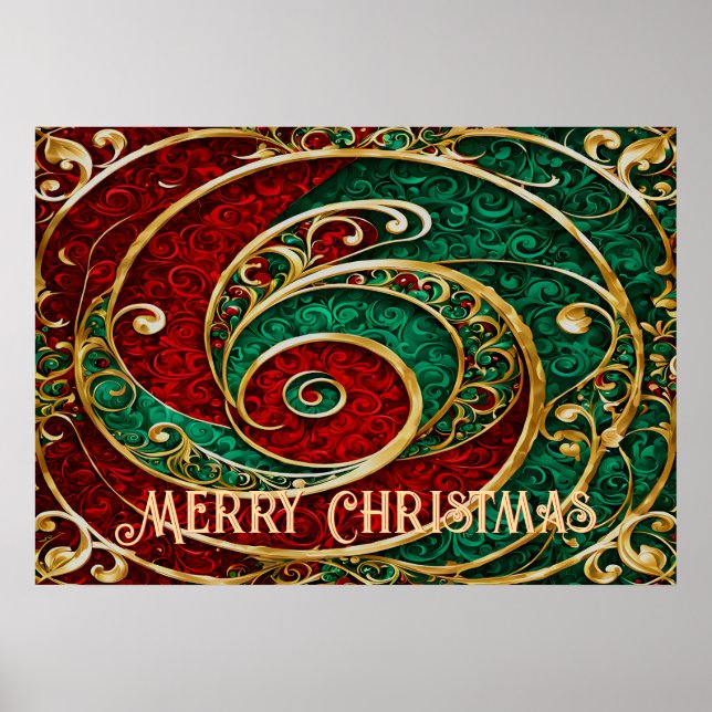 Red Gold Green Weihnachtskalender Poster (Vorne)