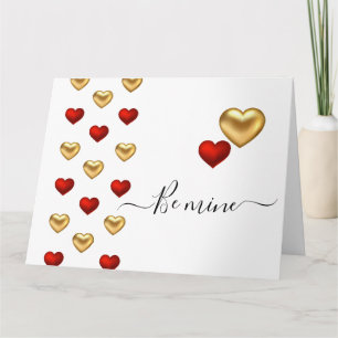 Red & Gold Hearts Carte Valentine blanche