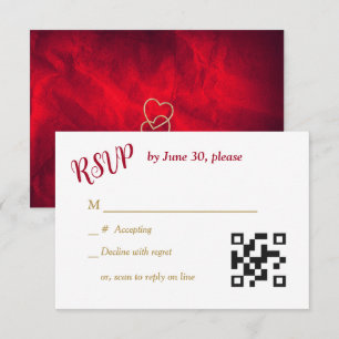 Red Gold Hearts Christlich Cross Wedding RSVP