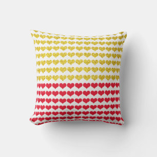 Red Gold Hearts Pattern Ombre 2022 Niedliches Gesc Kissen