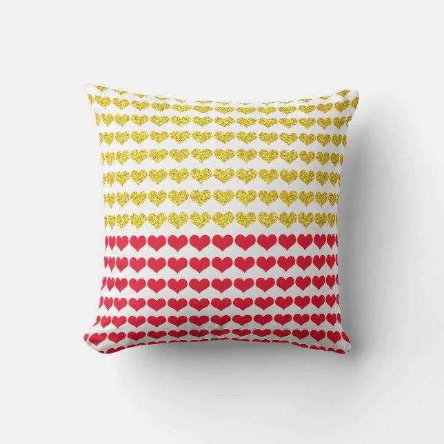 Red Gold Hearts Pattern Ombre 2022 Niedliches Gesc Kissen (Vorderseite)