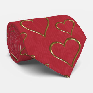 Red Gold Hearts Valentine's Day Cravate hommes