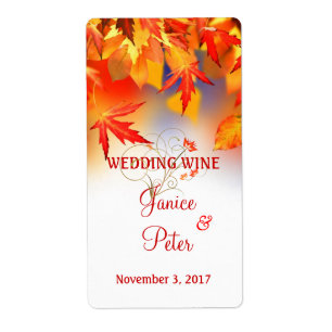 Red Gold Herbstblätter Hochzeitsweinsiegel