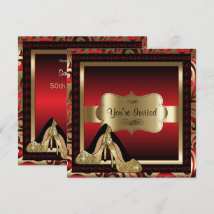 Red & Gold High Heels 00e Invitation anniversaire