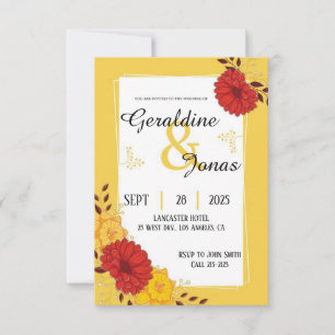 Red Gold Hochzeitsvorlage Einladung