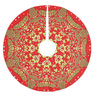 Red Gold Holiday Weihnachtsrock Polyester Weihnachtsbaumdecke