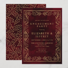 Red Gold Holly Weihnachtsparty Einladung