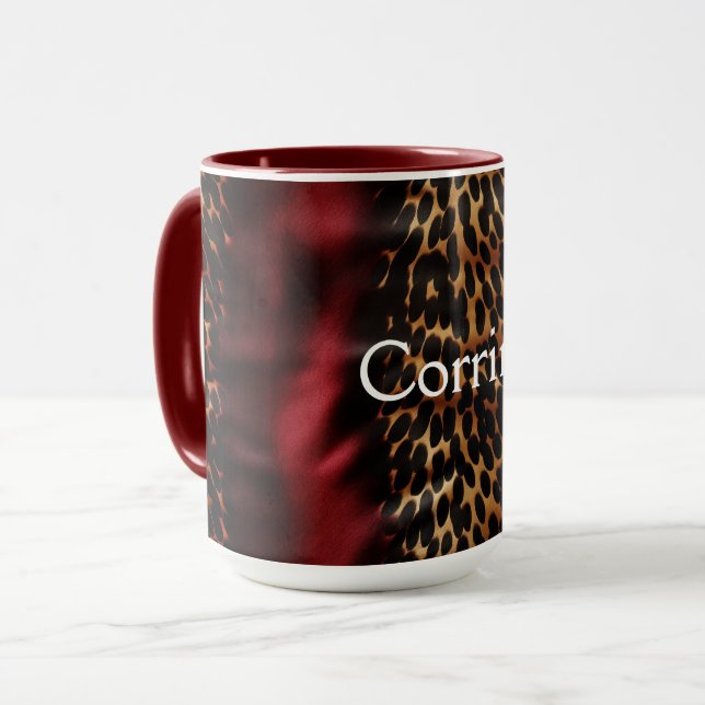 Red Gold Imitats Cowgirl Südwest Cowhide Name Tasse (Vorderseite Links)