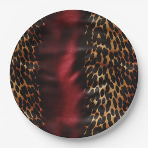 Red Gold Imitats Cowgirl Südwest Cowhide Pappteller