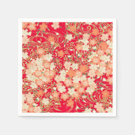 Red Gold Japanisch Kimono Blumenpapier Serviette
