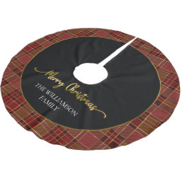 Red Gold Kariert Weihnachten Tartan Brushed Polyes Polyester Weihnachtsbaumdecke