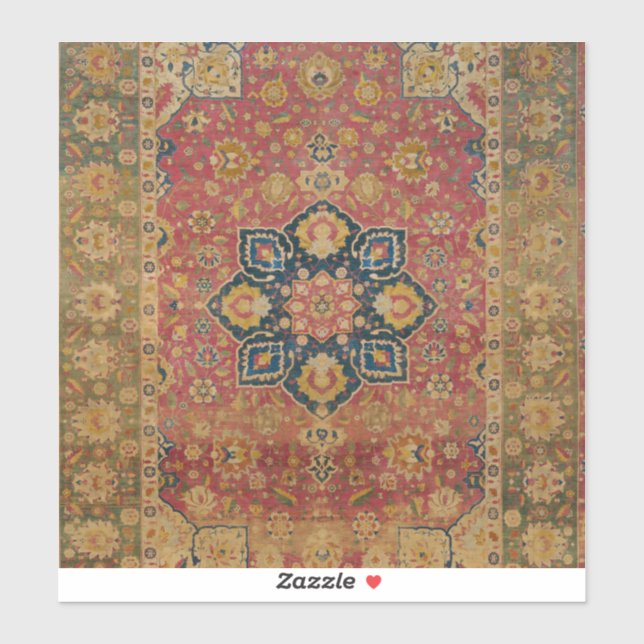 Red Gold Kashan Tepet Rug Persian Asian Aufkleber (Blatt)