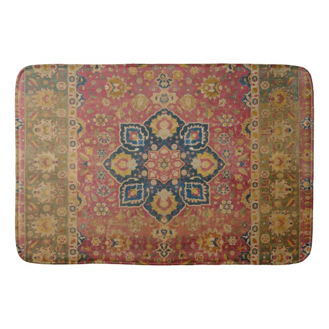 Red Gold Kashan Tepet Rug Persian Asian Badematte (Vorderseite)