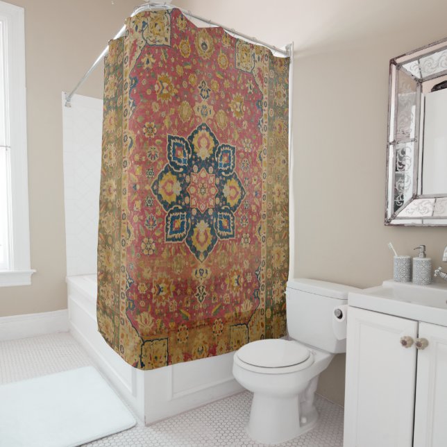 Red Gold Kashan Tepet Rug Persian Asian Duschvorhang (Beispiel)