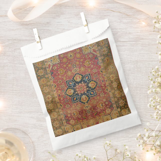 Red Gold Kashan Tepet Rug Persian Asian Geschenktütchen (Ausgeschnitten)