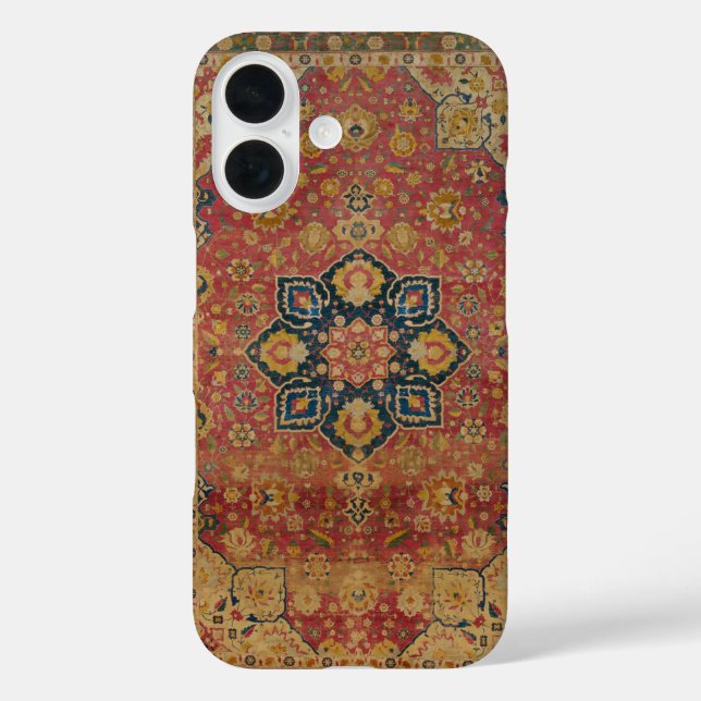 Red Gold Kashan Tepet Rug Persian Asian iPhone 16 Hülle (Rückseite)