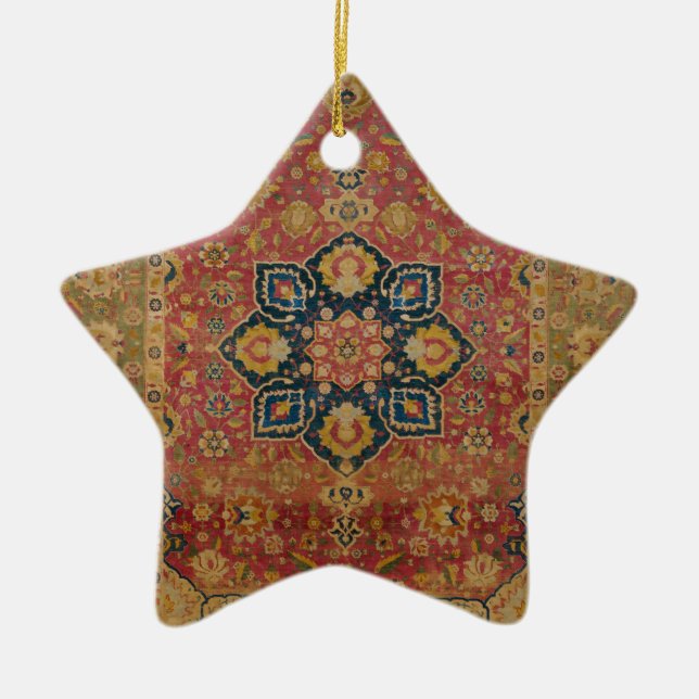 Red Gold Kashan Tepet Rug Persian Asian Keramik Ornament (Vorne)