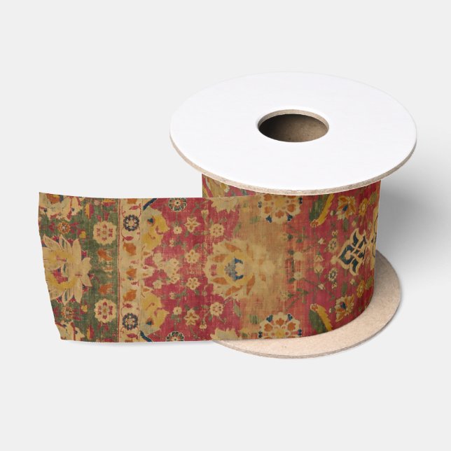 Red Gold Kashan Tepet Rug Persian Asian Satinband (Spule)