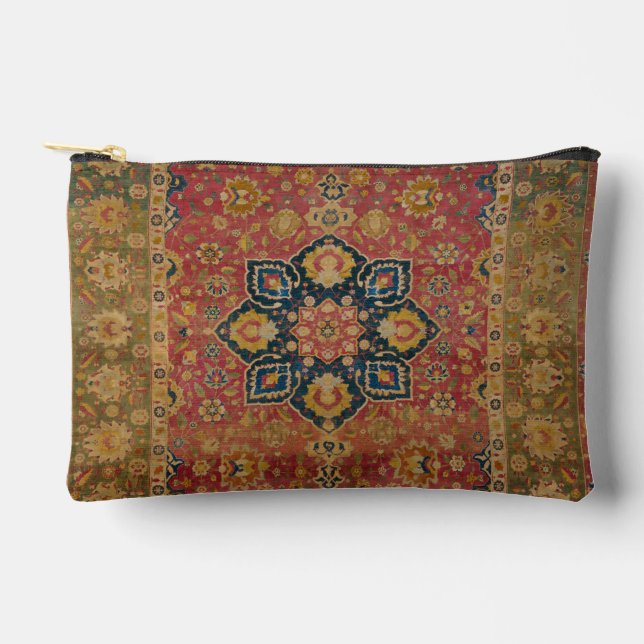 Red Gold Kashan Tepet Rug Persian Asian Zubehörtasche (Vorderseite)