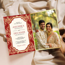 Red Gold Lace QR Code Foto Indian Wedding