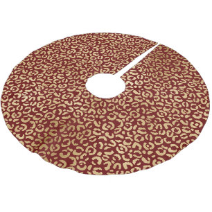 Red Gold Leopard Print Polyester Weihnachtsbaumdecke