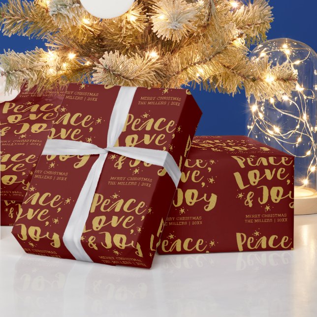 Red Gold Liebe & Joliday Weihnachten Geschenkpapier (Feiertage)