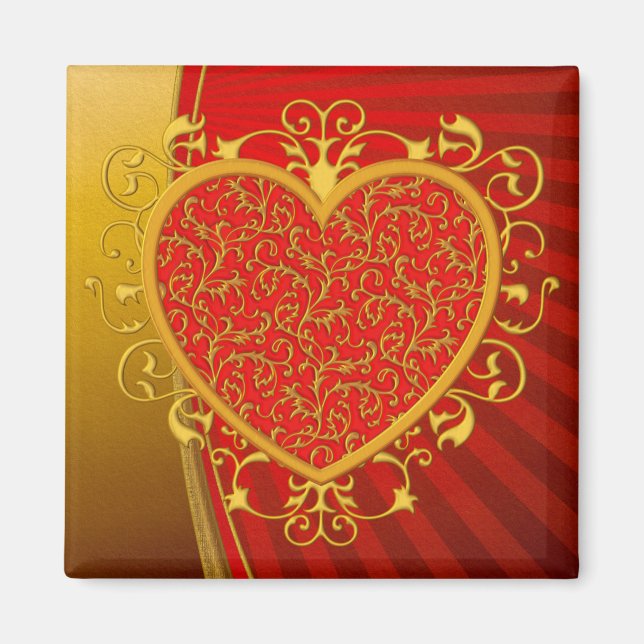 Red Gold Lilie Heart Magnet (Vorne)