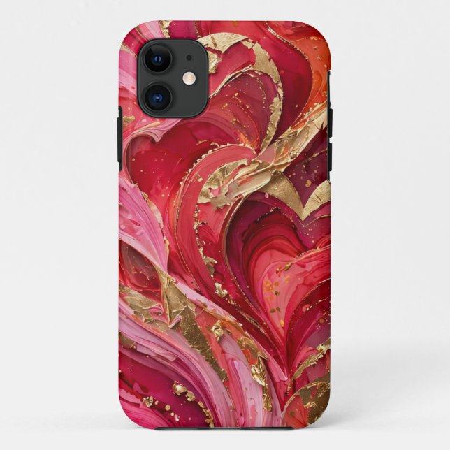 Red & Gold Marble iPhone 11 Case (Rückseite)