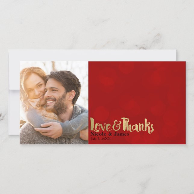 Red & Gold Mariage Photo Love & Merci Merci (Devant)
