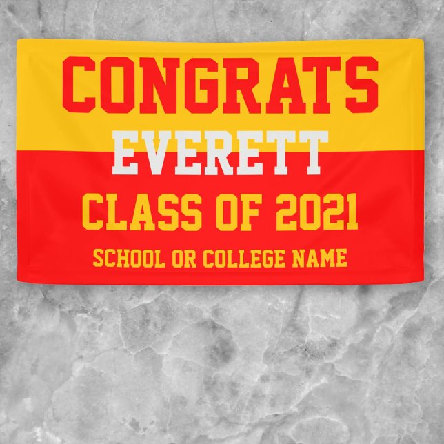 Red & Gold Minimalistisch Graduation Party Banner (Von Creator hochgeladen)