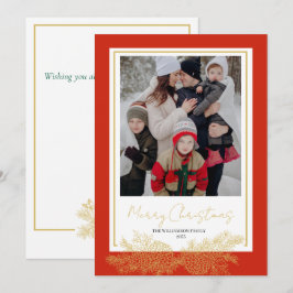 Red Gold Moderne Elegantes Foto Weihnachten