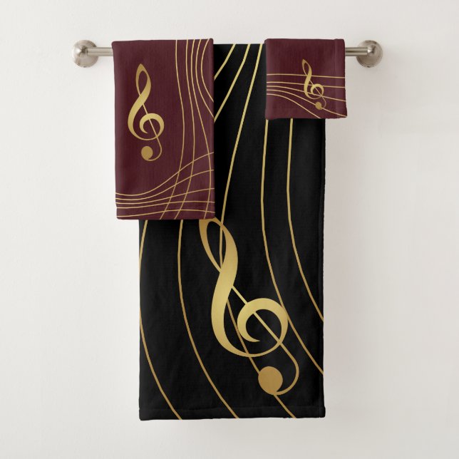 Red & Gold Music Handtücher - The Treble Clef: (Insitu)