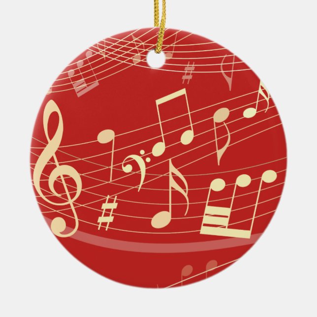 Red Gold Musical Weihnachtsschmuck Personalisiert (Vorne)