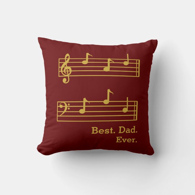 RED GOLD MUSIKNOTEN BEST VATER JE TREBLE BASS KISSEN (Vorderseite)