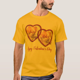 Red Gold Niedlich Heart Teen Happy Valentines Day T-Shirt