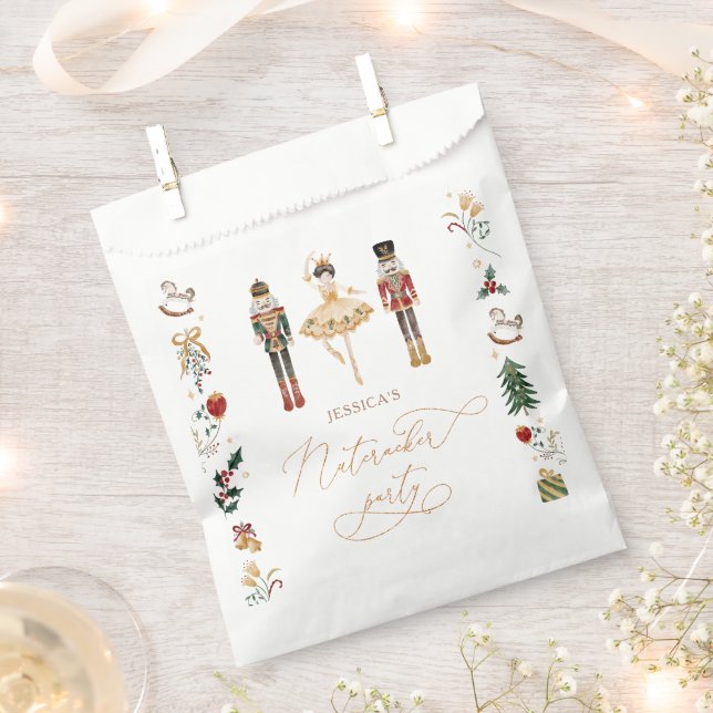 Red gold Nutcracker Ballerina Kindergeburtstag Par Geschenktütchen (Ausgeschnitten)