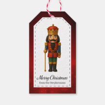 Red & Gold Nutcracker Merry Christmas Gift Tag