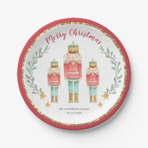 Red Gold Nutcracker Weihnachtsfeier Favoriten Pappteller
