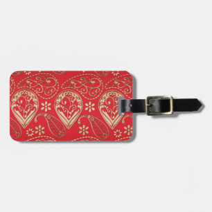 Red Gold Paisley Bandana Muster Gepäckanhänger