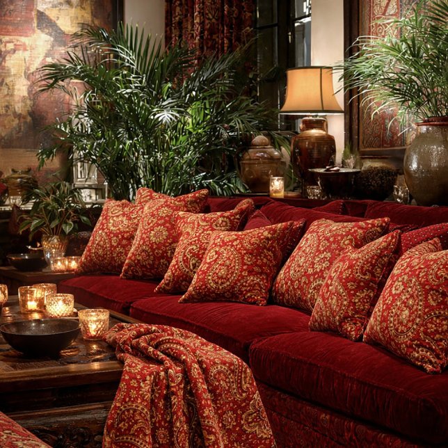 Red & Gold Paisley Pattern Throw - Room Design  Decke (Von Creator hochgeladen)