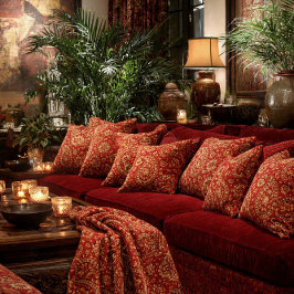 Red & Gold Paisley Pillows - Customizable  Kissen