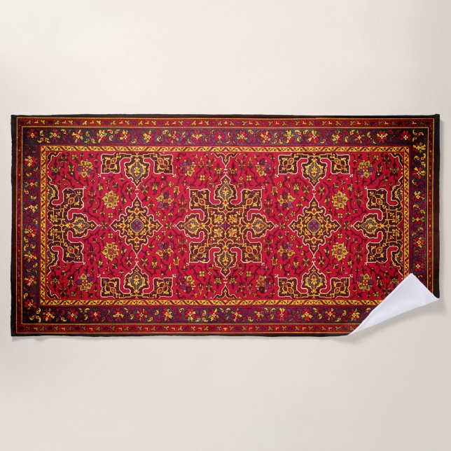 Red & Gold Persian Rug Strandtuch (Vorderseite)