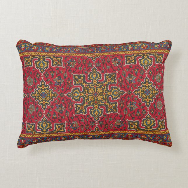 Red & Gold Persian Rug Zierkissen (Vorderseite)