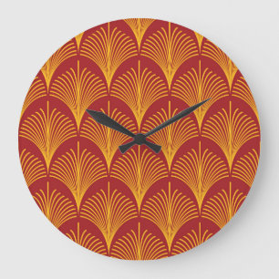 Red Gold Pfau: Art Deco. Große Wanduhr