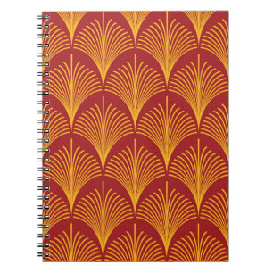 Red Gold Pfau: Art Deco. Notizblock
