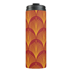 Red Gold Pfau: Art Deco. Thermosbecher