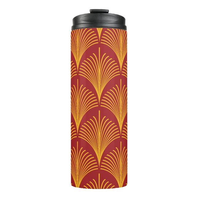 Red Gold Pfau: Art Deco. Thermosbecher (Vorderseite)